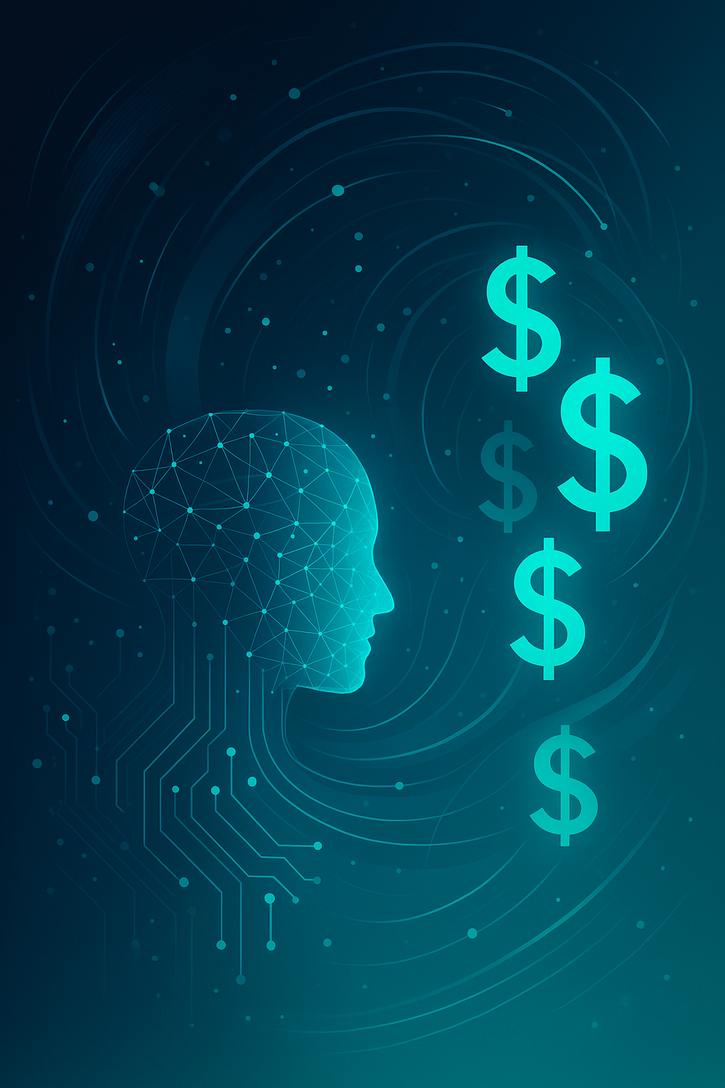 Strategic investment illustration with AI and dollar signs